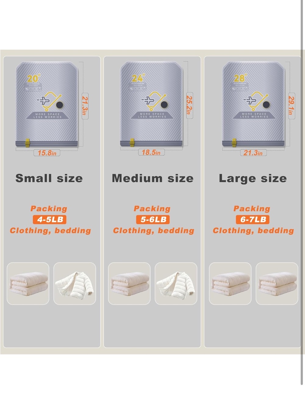 Vacuum Storage Bags Set - Gray & Yellow (20/24/28") - Picture 3 of 10